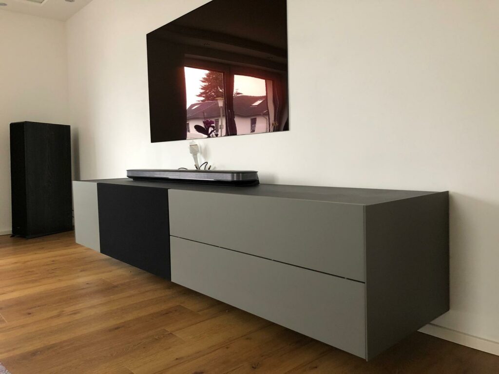 TV Sideboard Grau Mit Betonplatte Freischwebend B K Design